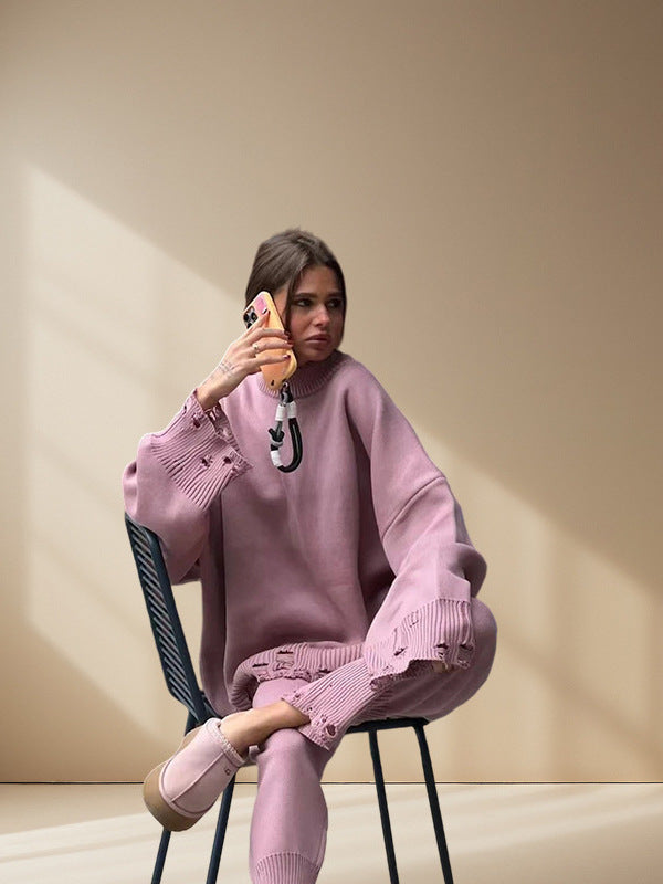 Damen Strickanzug mit oversized Schnitt und modischen Details WW