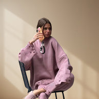 Damen Strickanzug mit oversized Schnitt und modischen Details WW