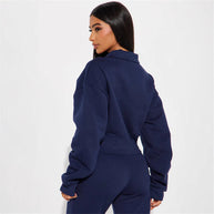 Damen Sportlicher Fleece-Loungewear-Anzug mit Reißverschluss WW