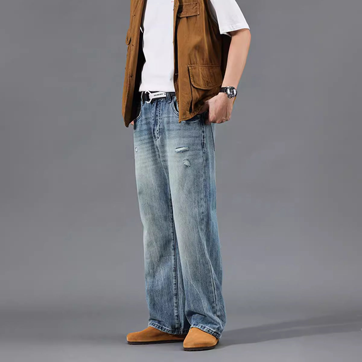 Herren entspannte Jeans im modernen Destroyed-Look WW