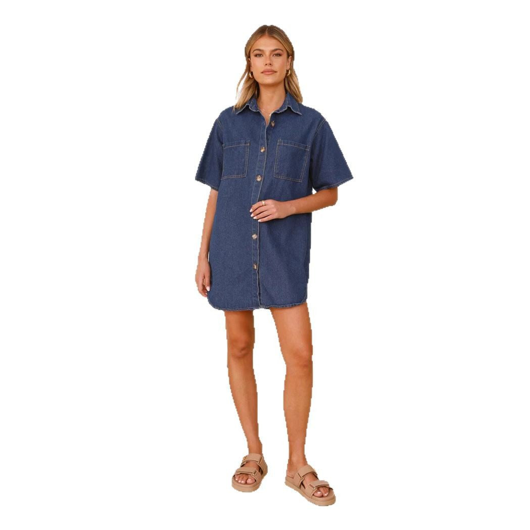 Damen Denim Camiskleid mit praktischen Taschen und angesagtem Look W&W Mode