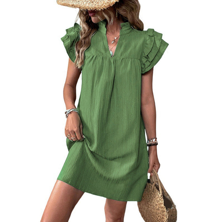 Damen Freizeitkleid mit Rüschenärmeln und lockerer Passform W&W Mode