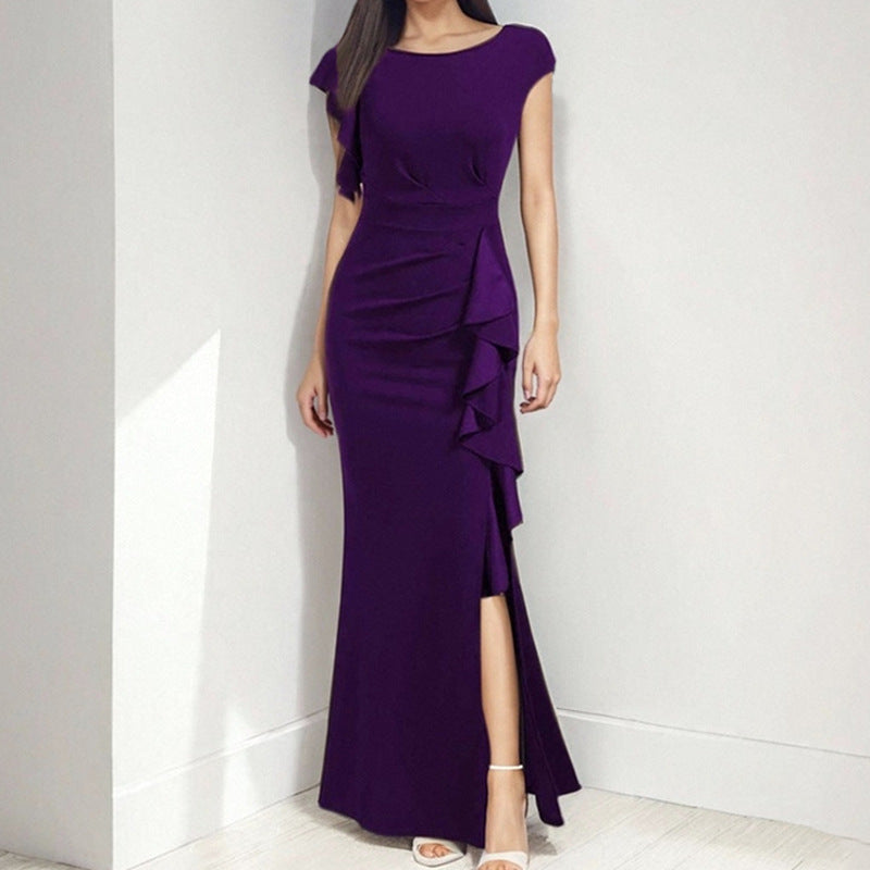 Damen Etuikleid mit asymmetrischen Volants und hohem Schlitz WW