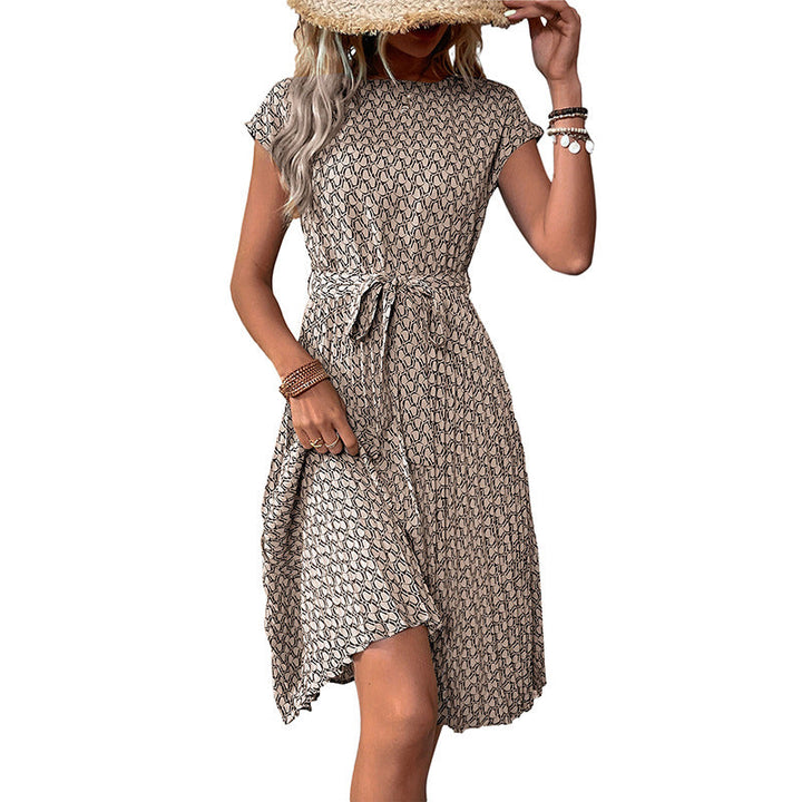 Damen Midikleid mit asymmetrischem Schnitt und modischem Bindegürtel W&W Mode