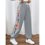 Damen Sportliche Freizeithose mit buntem Streifen WW