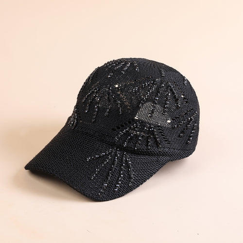 Damen Sportliche Trucker-Cap mit funkelnden Pailletten und atmungsaktiver Netzstruktur WW