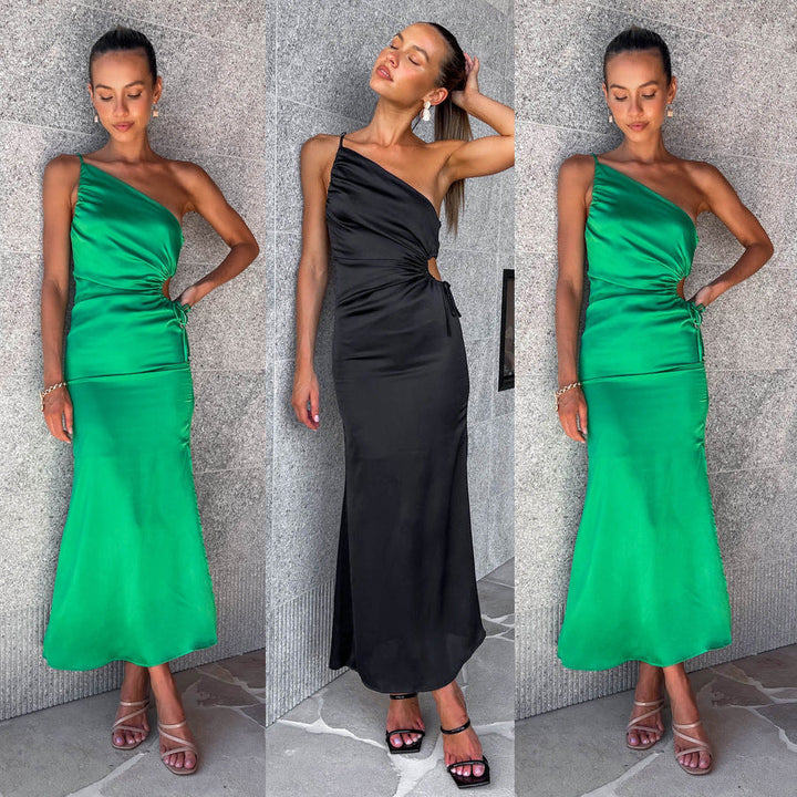 Damen Asymmetrisches Cocktailkleid mit elegantem Seitenschlitz und verzierter Taille W&W Mode