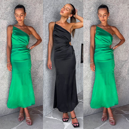 Damen Asymmetrisches Cocktailkleid mit elegantem Seitenschlitz und verzierter Taille WW