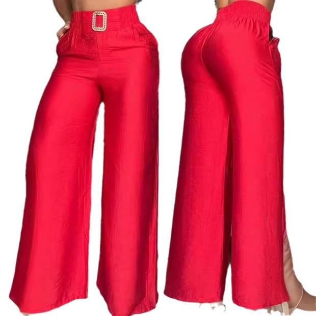 Damen Weite High-Waist-Hosen mit edlem Gürtel-Detail WW