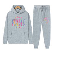 Damen Sportliches Hoodie- und Jogginghose-Set mit motivierendem Aufdruck WW