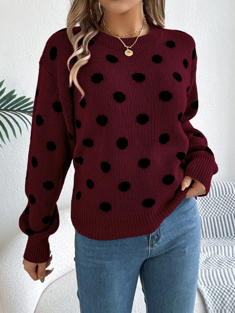 Damen Pulli mit auffälligem Punktmuster und lässigem Schnitt WW