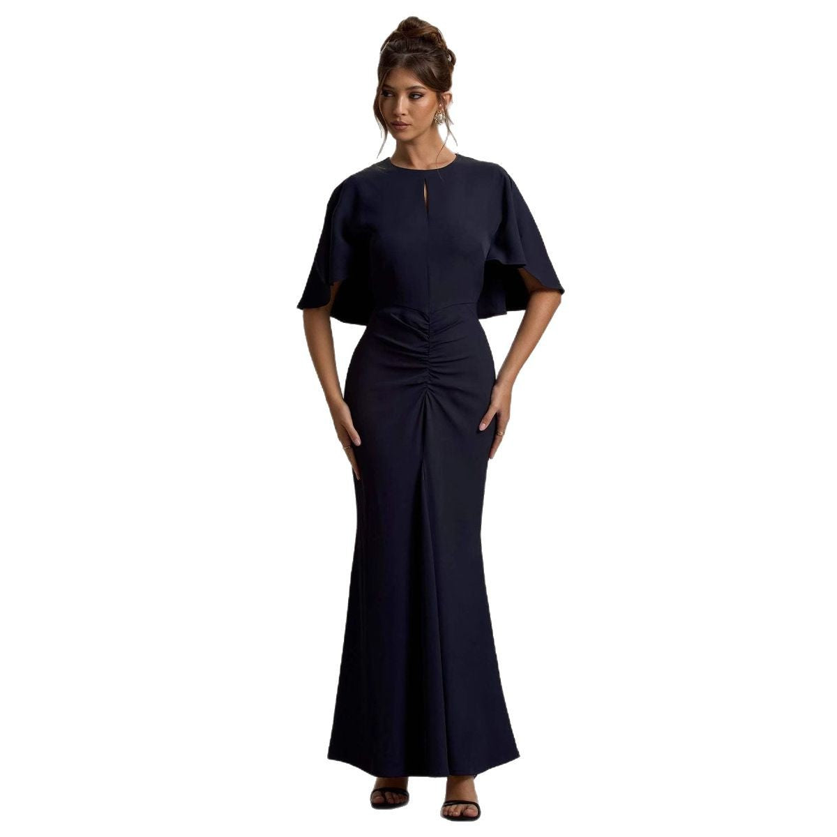 Damen Elegantes Maxikleid mit fließendem Schnitt und dramatischen Ärmeln WW