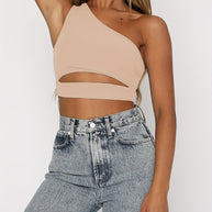 Damen Crop-Top mit asymmetrischem Design und Cut-Out-Details WW