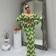 Damen Strickkleid mit Zickzack-Design und weitem Schnitt WW