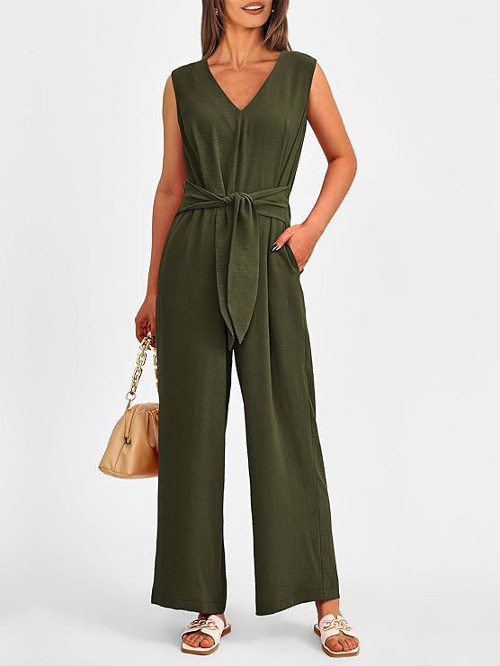 Damen eleganter Jumpsuit mit tailliertem Schnitt und weitem Bein WW