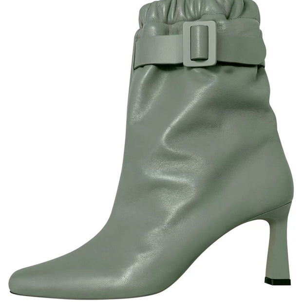 Damen Slouchy High-Heel Stiefeletten mit Schnallen-Detail WW