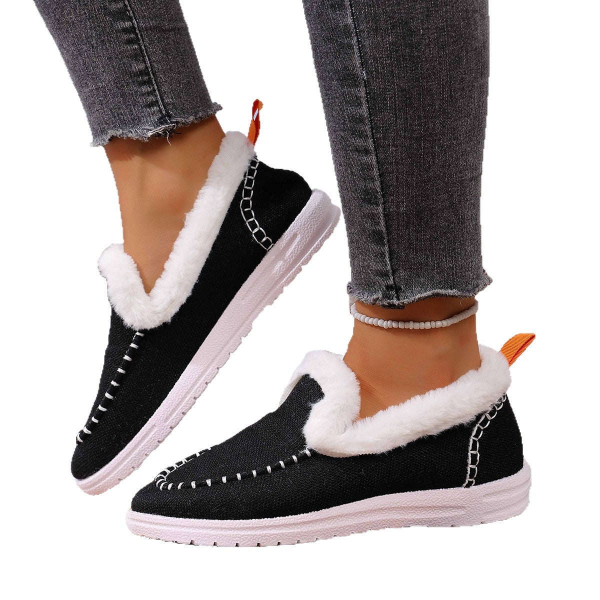 Damen Bequeme Fleece-Hausschuhe mit rutschfester Sohle WW