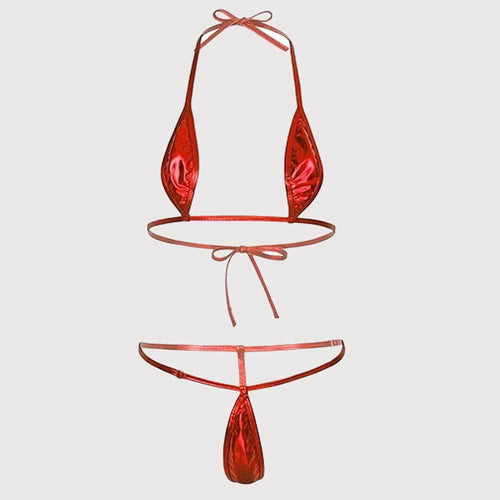 Damen Bikini-Set mit glänzendem Design und verstellbaren Trägern W&W