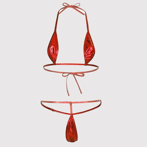 Damen Bikini-Set mit glänzendem Design und verstellbaren Trägern W&W