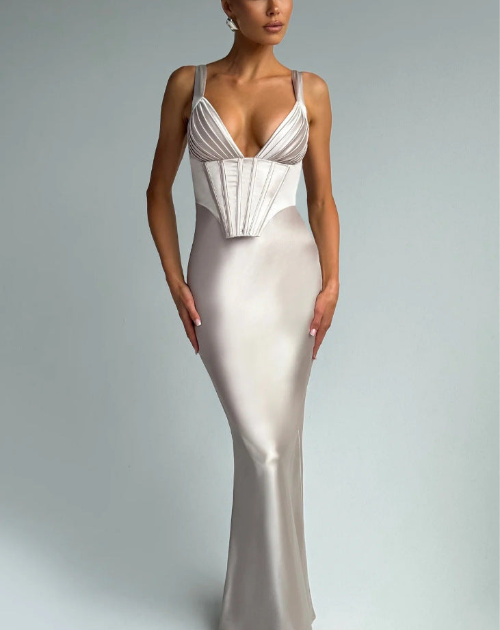 Damen Abendkleid mit Korsett-Oberteil und schimmerendem Finish WW