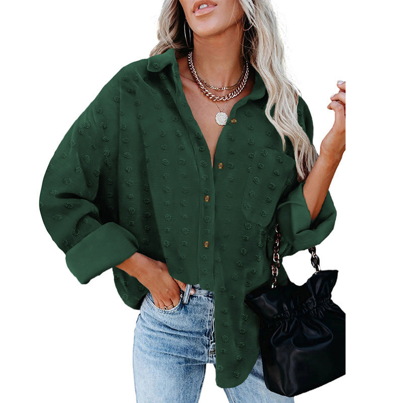 Damen Oversized Bluse mit strukturiertem Gewebe und elegantem Kragen WW