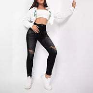 Damen Skinny Jeans im modischen Destroyed-Look mit hohem Taillenbund und komfortablem Stretch WW