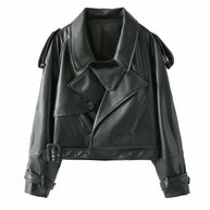 Damen Bikerjacke aus hochwertigem Kunstleder mit asymmetrischem Reißverschluss WW