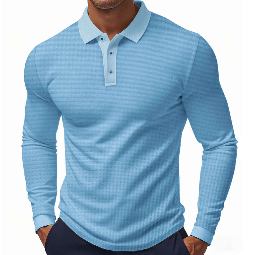 Herren Langarm Poloshirt mit strukturierter Oberfläche und modischen Akzenten WW