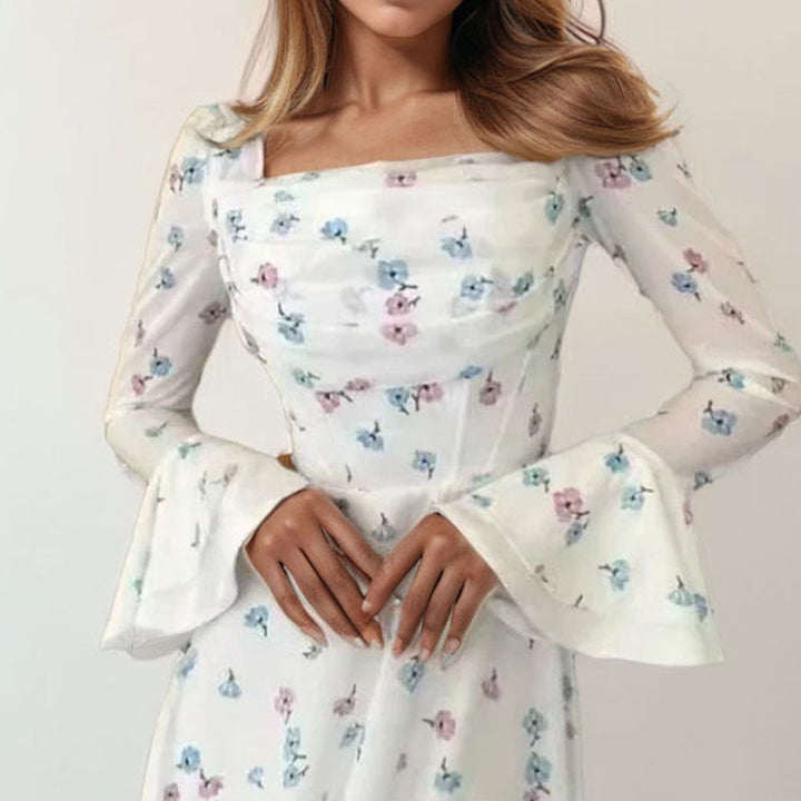 Damen Langärmliges Blumenmaxikleid W&W Mode