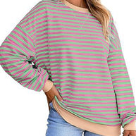Damen lässiger Sweater mit breiten Streifen WW
