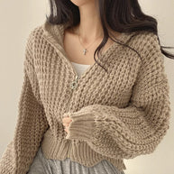 Damen bequeme Strickjacke mit sportlichem Reißverschluss und kuscheligem Material WW