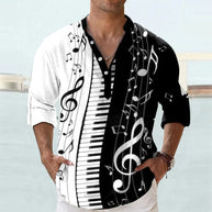 Herren Leinenhemd mit einzigartigem Federdesign und modischem Henley-Ausschnitt WW