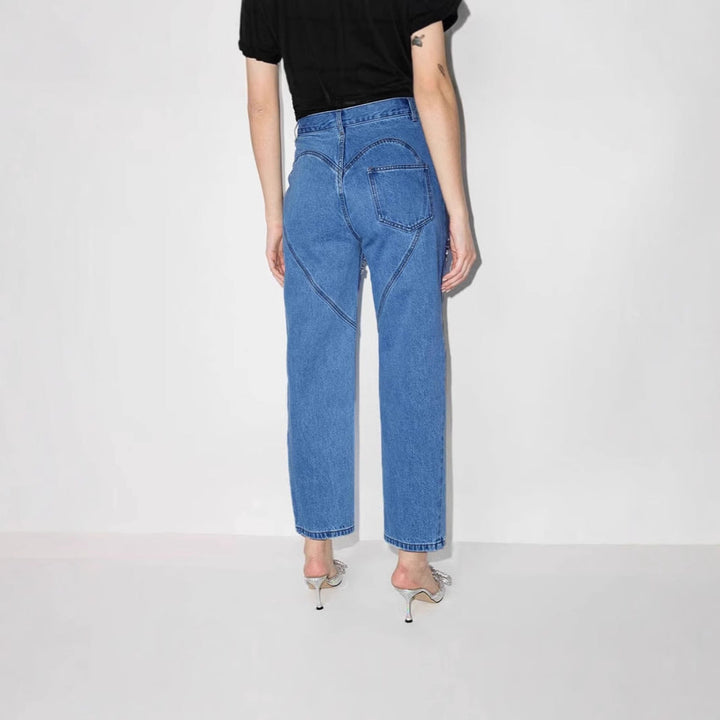 Damen Jeans mit Cut-Outs und funkelnden Details W&W Mode