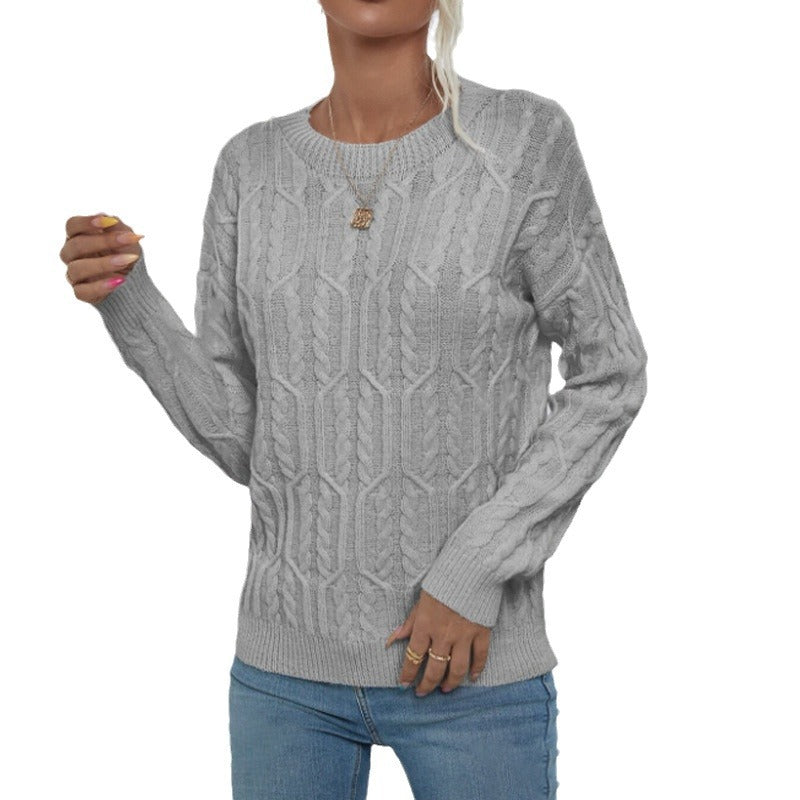 Damen Strickpullover mit trendy Zopfmuster WW