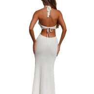 Damen Strick-Maxikleid mit raffinierten Lochmustern und eleganter Silhouette WW