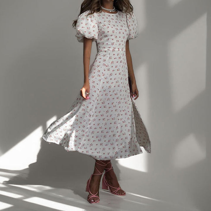 Damen Maxikleid mit verspielt leichtem Puffärmel und elegantem Schlitz W&W Mode
