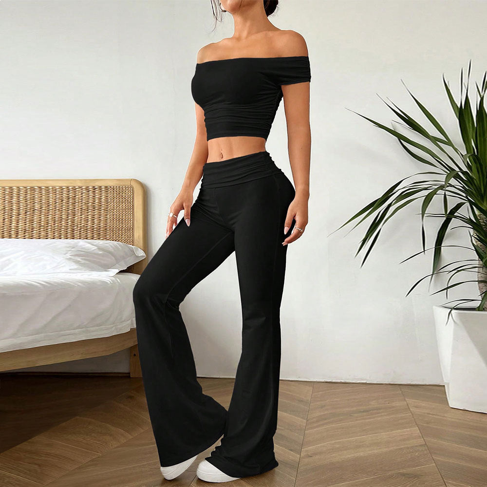 Damen cropped Oberteil und Palazzo-Hose Set W&W