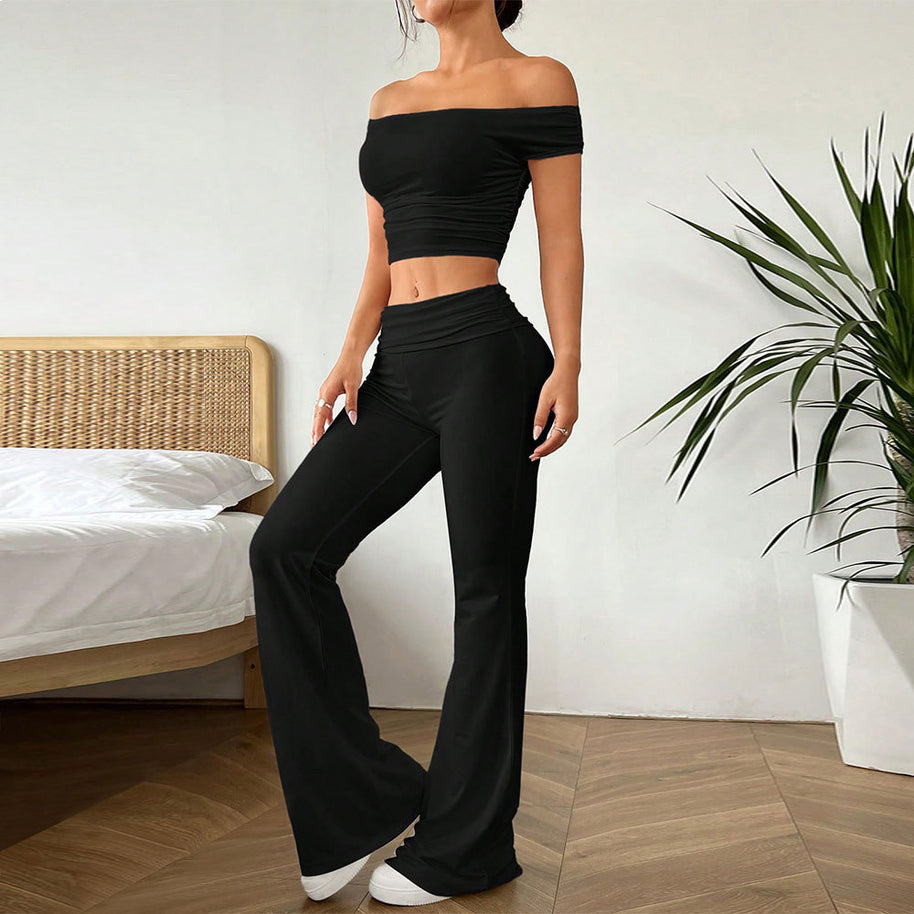 Damen cropped Oberteil und Palazzo-Hose Set W&W
