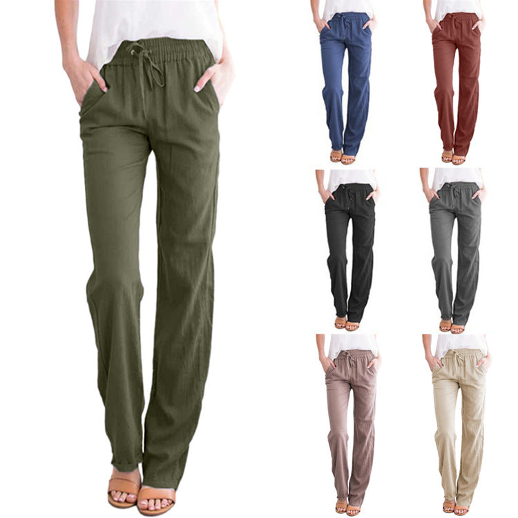 Damen bequeme Sommerhose mit elastischem Bund und praktischen Seitentaschen WW