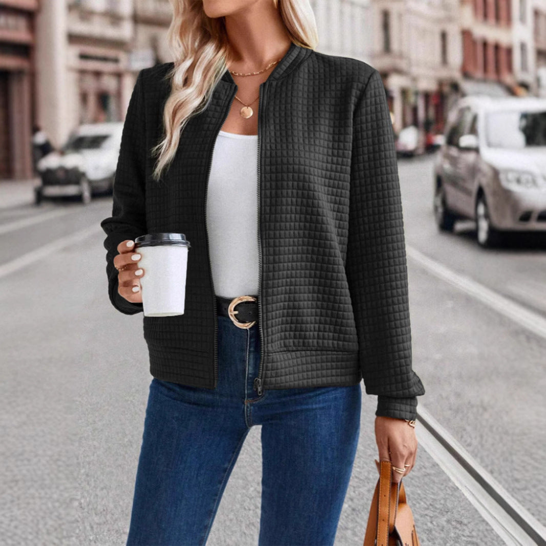 Damen leichte Steppjacke mit hohem Kragen und durchgehendem Reißverschluss WW