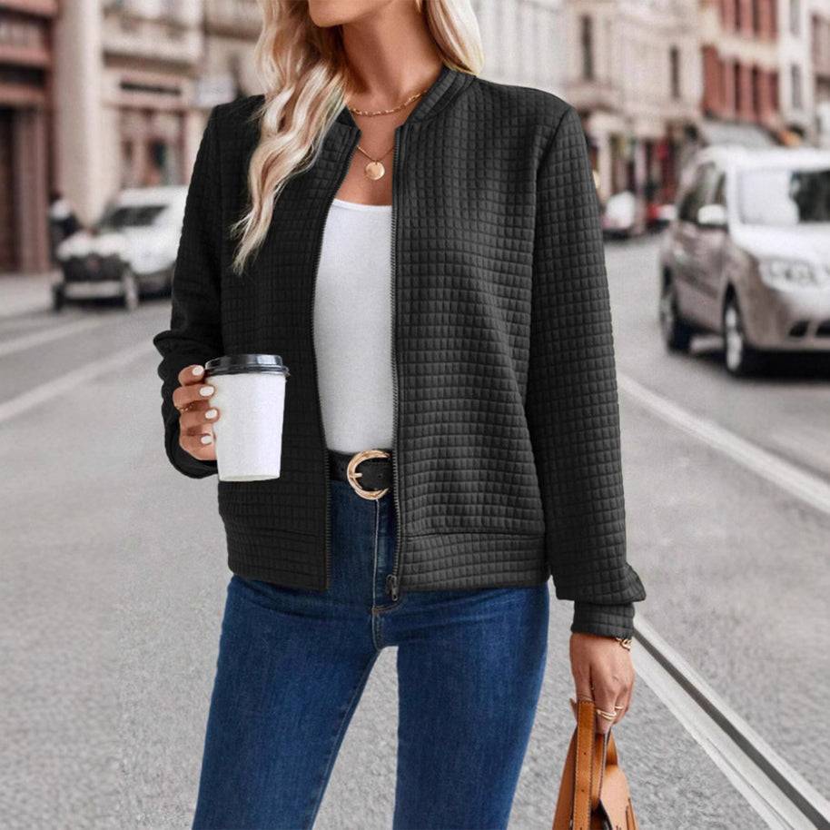 Damen leichte Steppjacke mit hohem Kragen und durchgehendem Reißverschluss WW