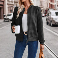 Damen leichte Steppjacke mit hohem Kragen und durchgehendem Reißverschluss WW