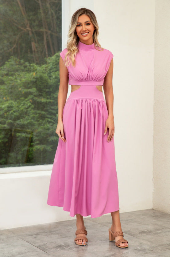 Damen Cut-Out Sommerkleid mit hohem Kragen W&W Mode