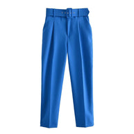 Damen weite Hochbundhose mit schickem Gürtel WW