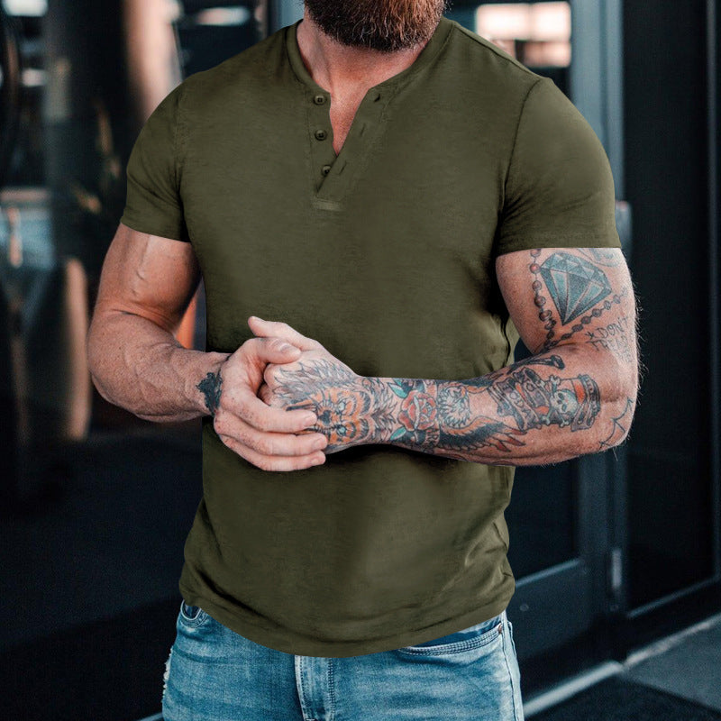 Herren modisches Kurzarmshirt mit klassischem Knopfleisten-Design WW
