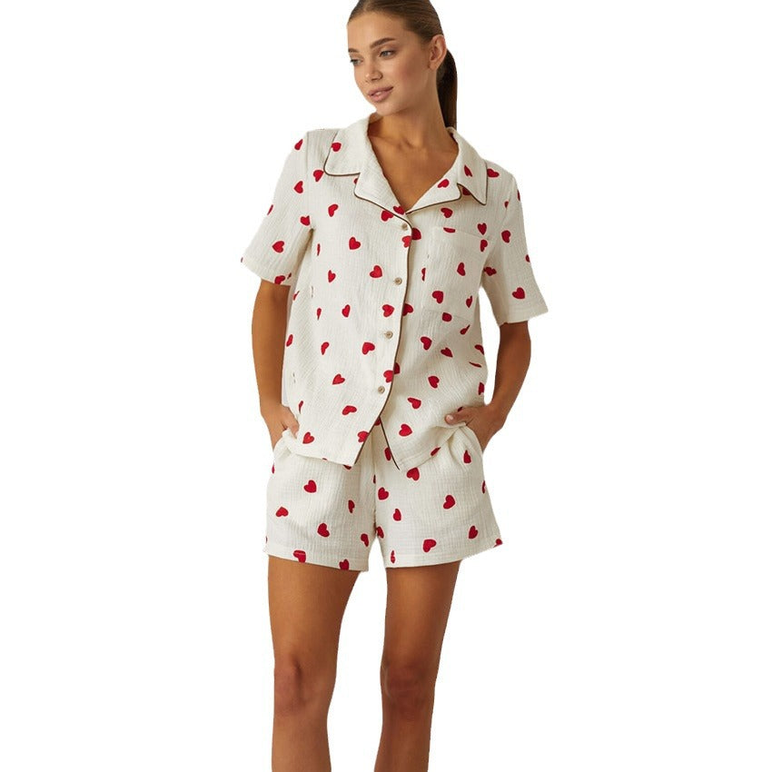 Damen Schlafanzug-Set mit Herzen und lockerem Schnitt WW
