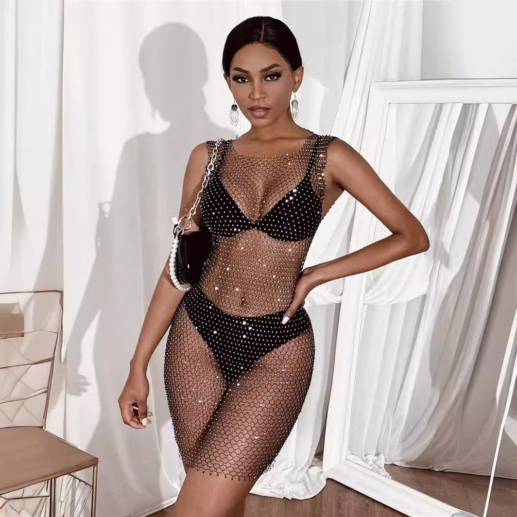 Damen sexy Netzkleid WW