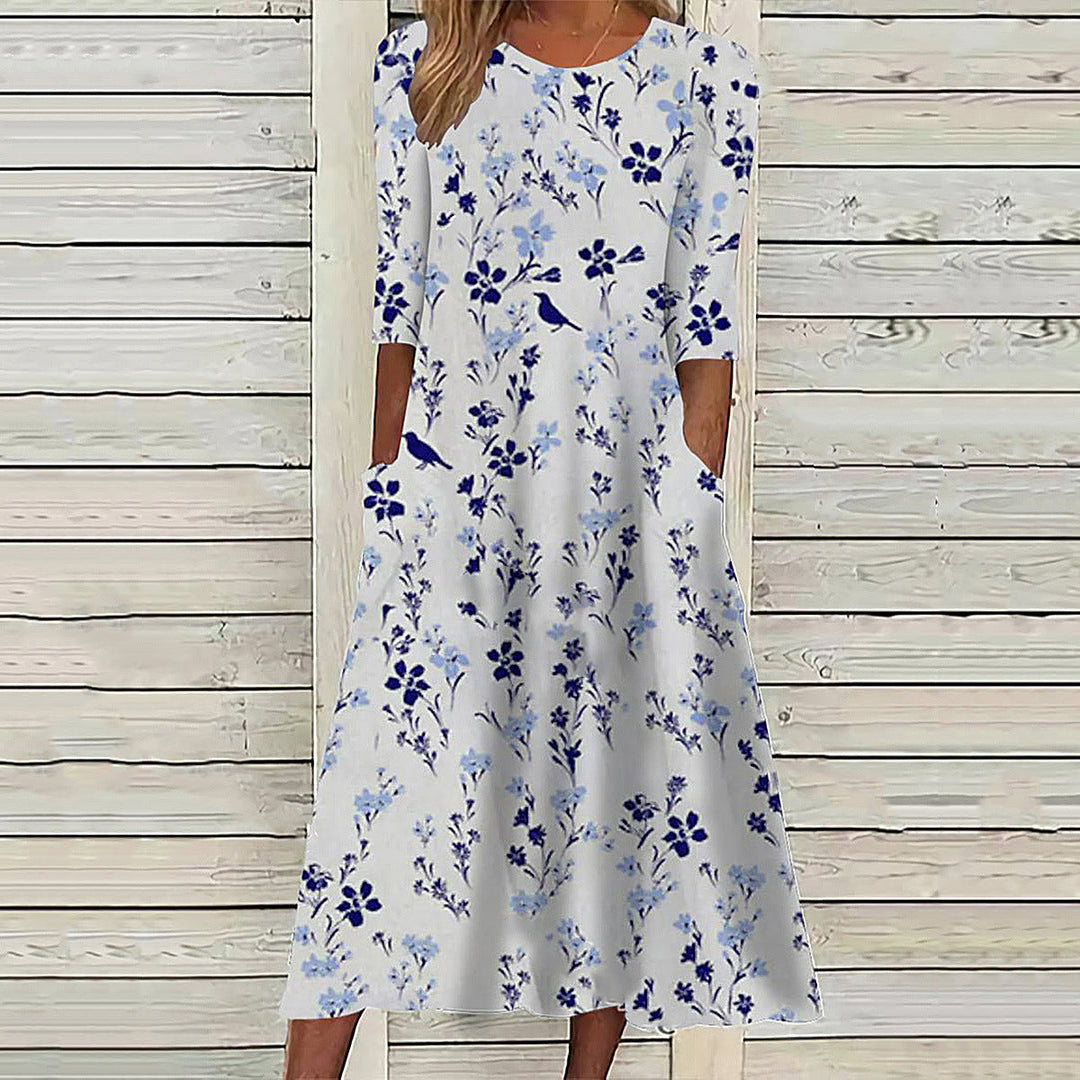 Damen Maxi-Kleid mit floralem Design und praktischem Knopfverschluss W&W Mode