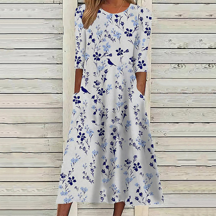 Damen Maxi-Kleid mit floralem Design und praktischem Knopfverschluss W&W Mode