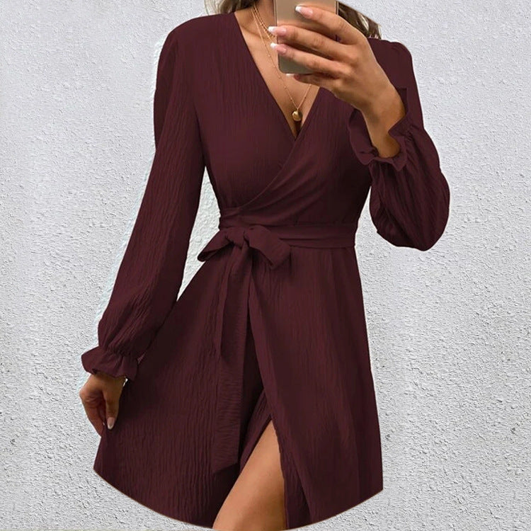 WW | Schickes V-Ausschnitt Wickelkleid mit Schleife